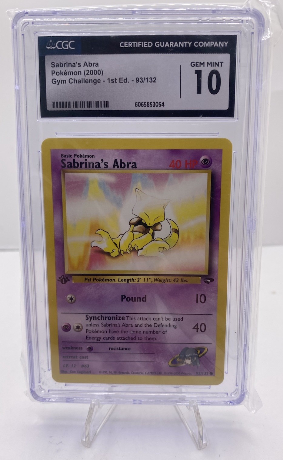 Sabrina’s Abra 1st Edition 93/132 Gym Challenge CGC 10 Gem Mint Pokemon