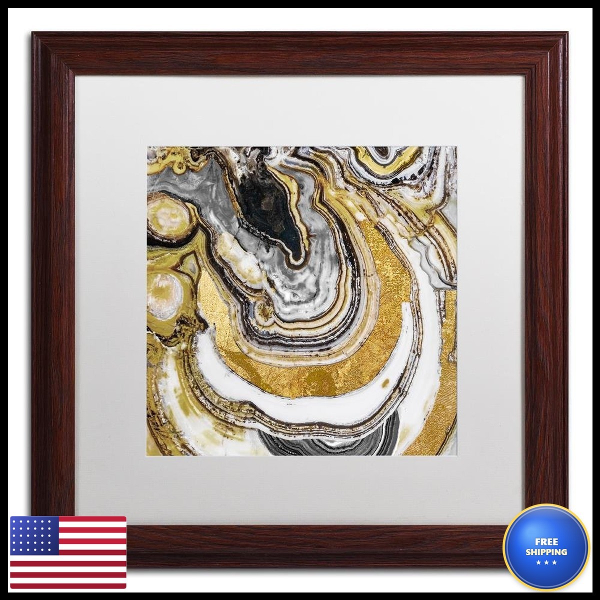 Trademark Fine Art 'Stone Prose' White Matted Wood Frame 16x16