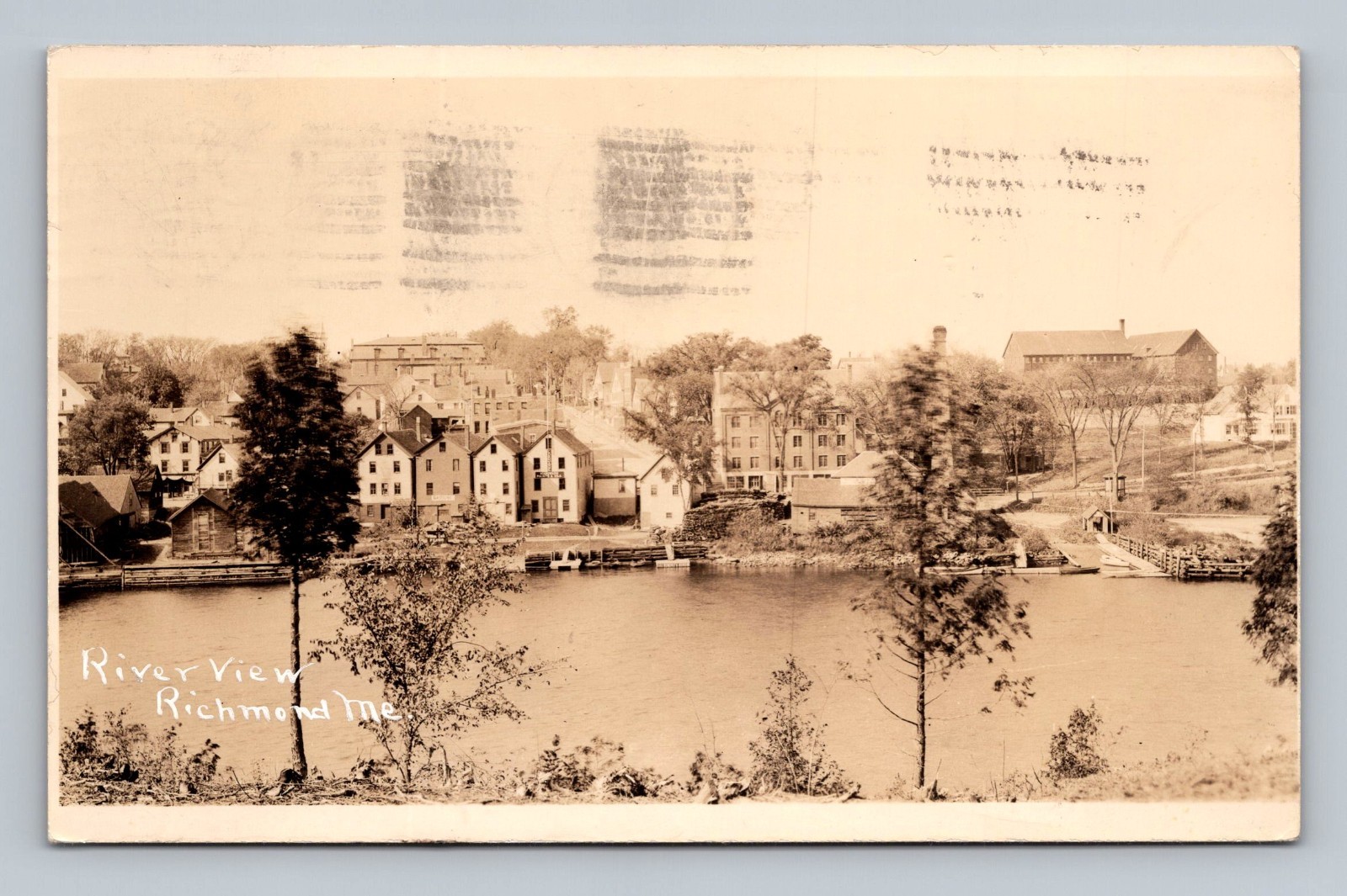 Postcard ME Richmond Maine Riverfront Buildings River View Real Photo RPPC Postcard ME Richmond Maine Riverfront Buildings River View Real Photo RPPC