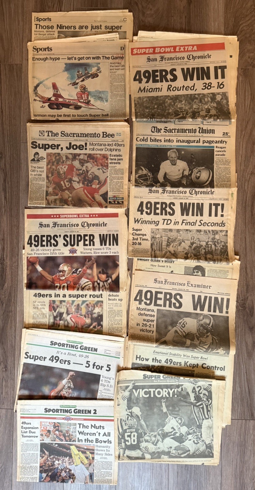 Vtg San Francisco 49ers Super Bowl Newspaper 1985 1989 1995 Chronicle Examiner 