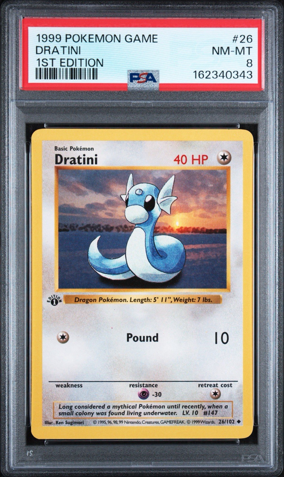 Dratini #26 1999 Pokemon Game PSA 8 1st Edition