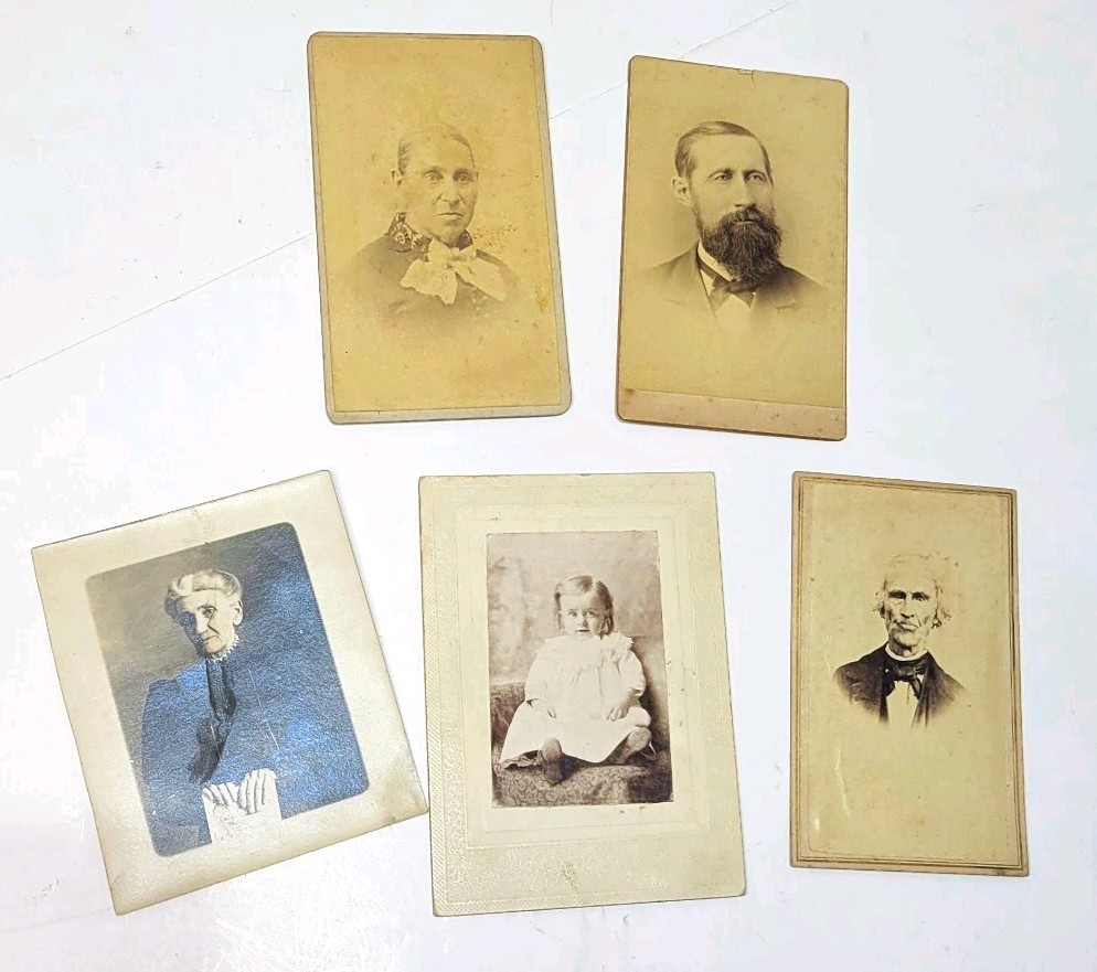 5 Antique Cabinet Card Portrait Photos Victorian Edwardian Men Women Child 1800s 5 Antique Cabinet Card Portrait Photos Victorian Edwardian Men Women Child 1800s