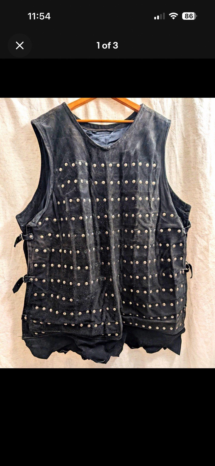 Black Medieval Studded Suede Brigandine Vest – L/XL – Reenactment / LARP Armor