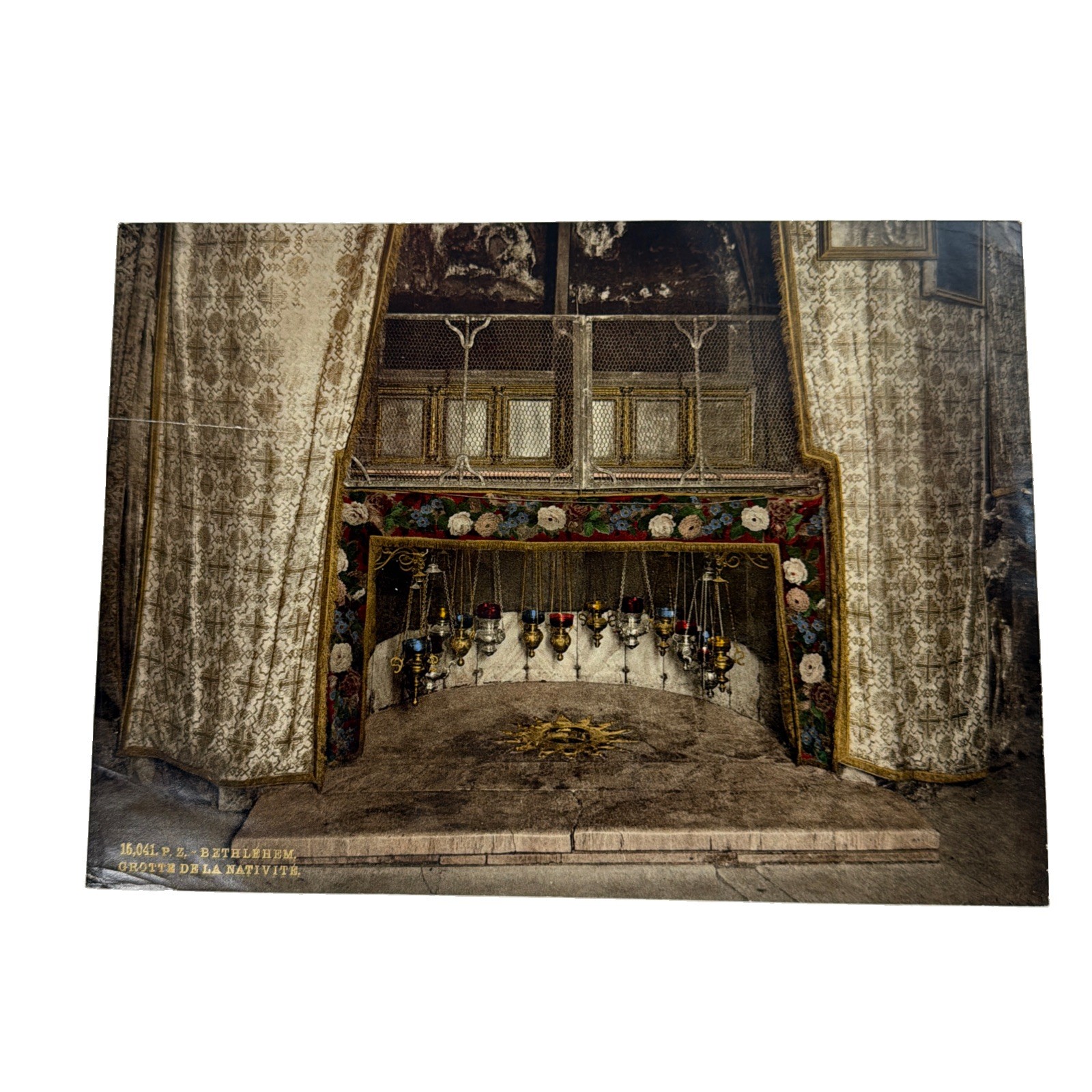 Antique Albumen Photo: Grotto of the Nativity, Bethlehem