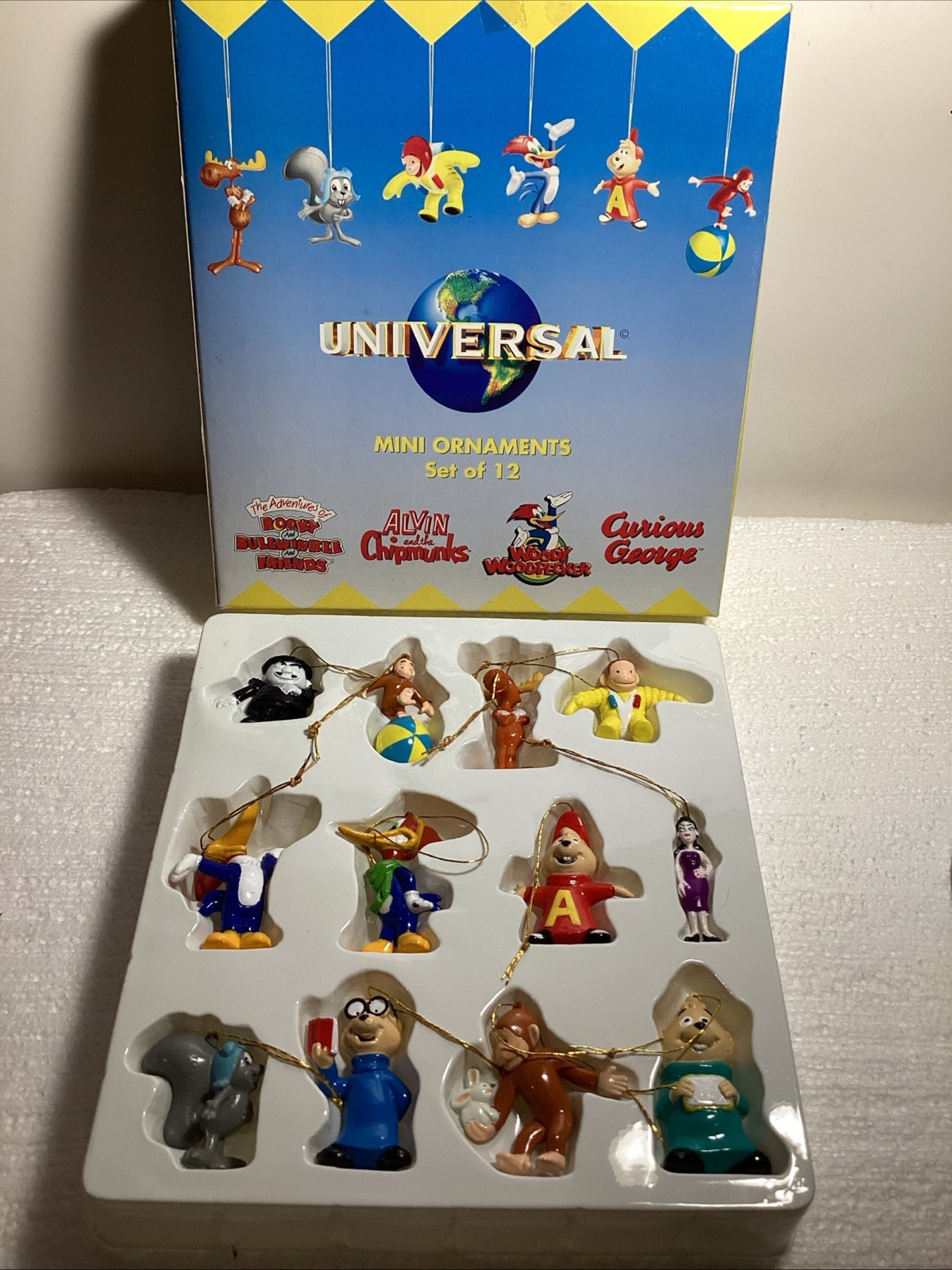 Universal Mini Plastic Ornaments Set of 12 Woody Bullwinkle Alvin Curious George Universal Mini Plastic Ornaments Set of 12 Woody Bullwinkle Alvin Curious George