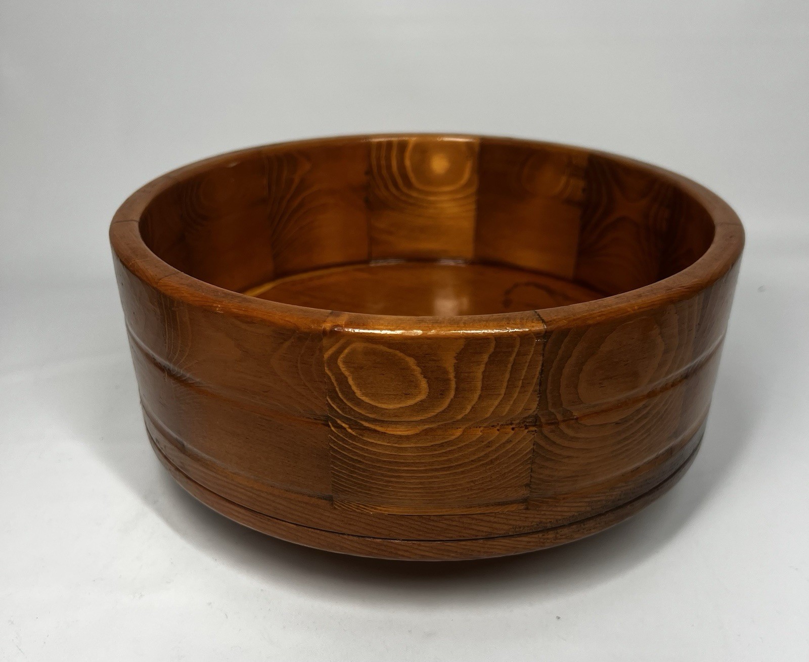 Vintage Wood Lazy Susan Serving Bowl 10” Round Rotating Wooden Salad Condiments
