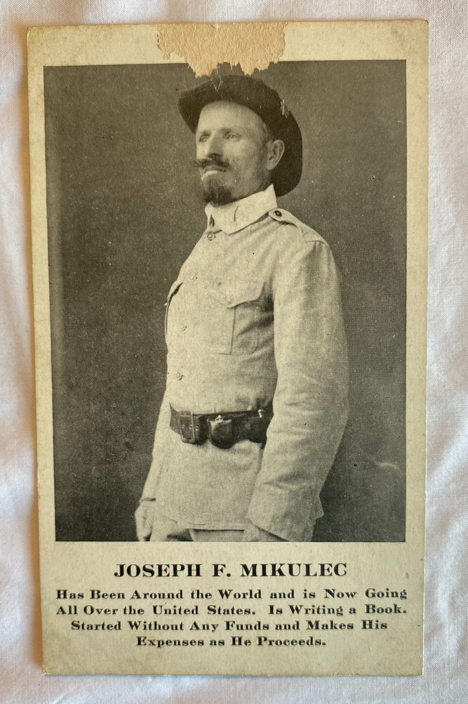 Vintage 1916 Joseph F Mikulec Autographed Photo Postcard Signed Walker Globe