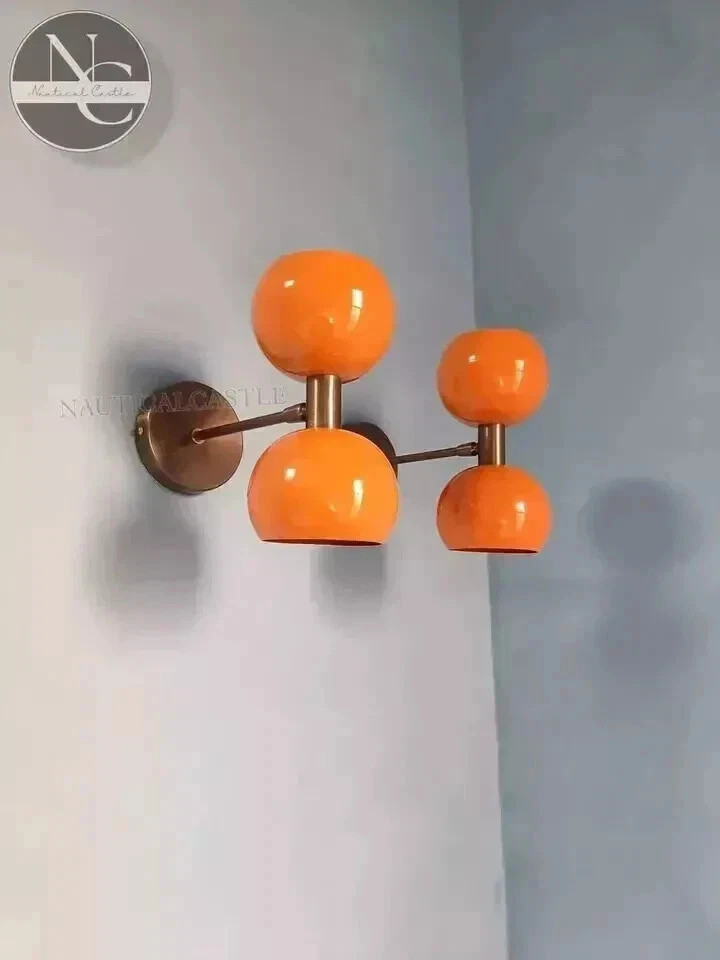 Vintage Italian Orange Wall Sconce Light – Stilnovo Inspired Diabolo Design