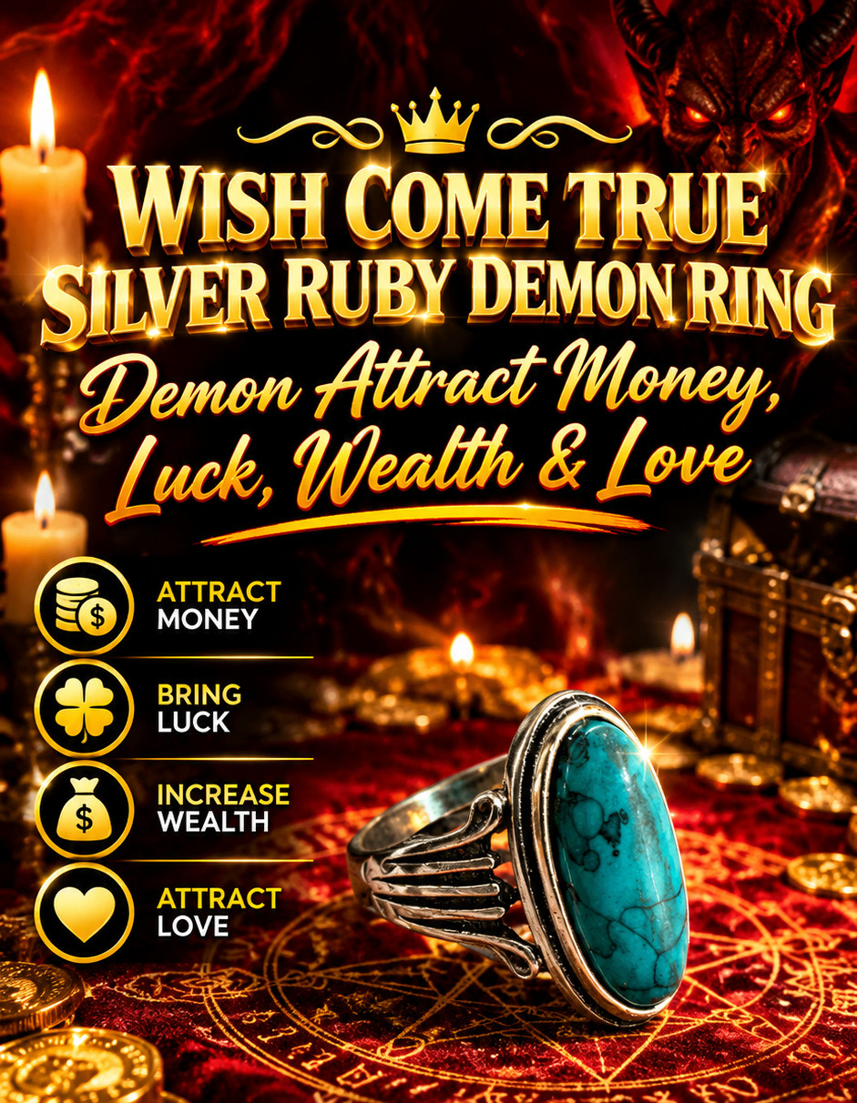 Wish Come True Silver Ruby Demon Ring, Demon Attract Money, Luck, Wealth & Love