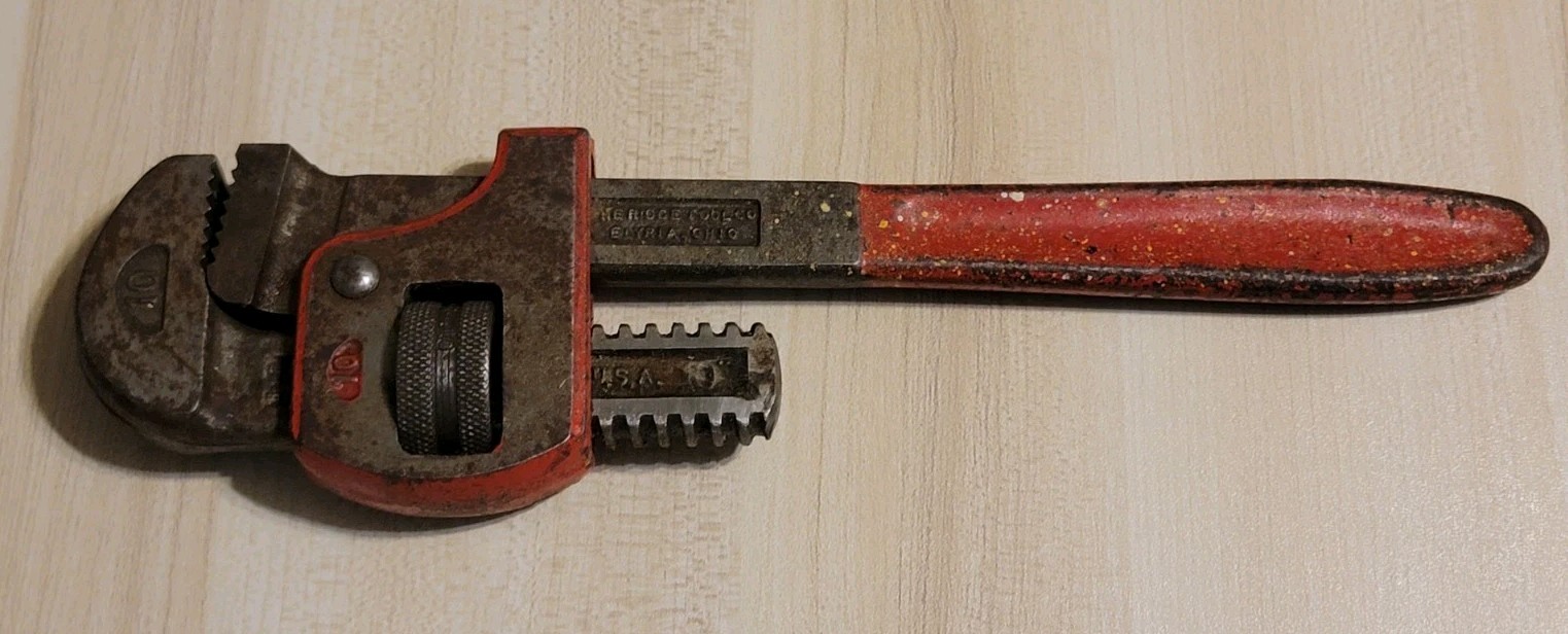 Improved Stillson Pipe Wrench 10 The Ridge Tool Co Elyria Ohio USA Vintage 