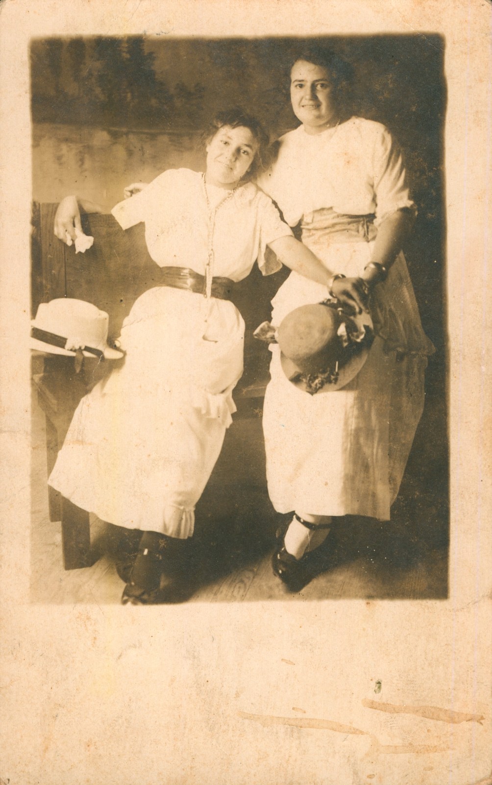 Old Vintage Real Photo Postcard RPPC PAIR DUO WOMEN PEARL MOODY TULSA OKLAHOMA