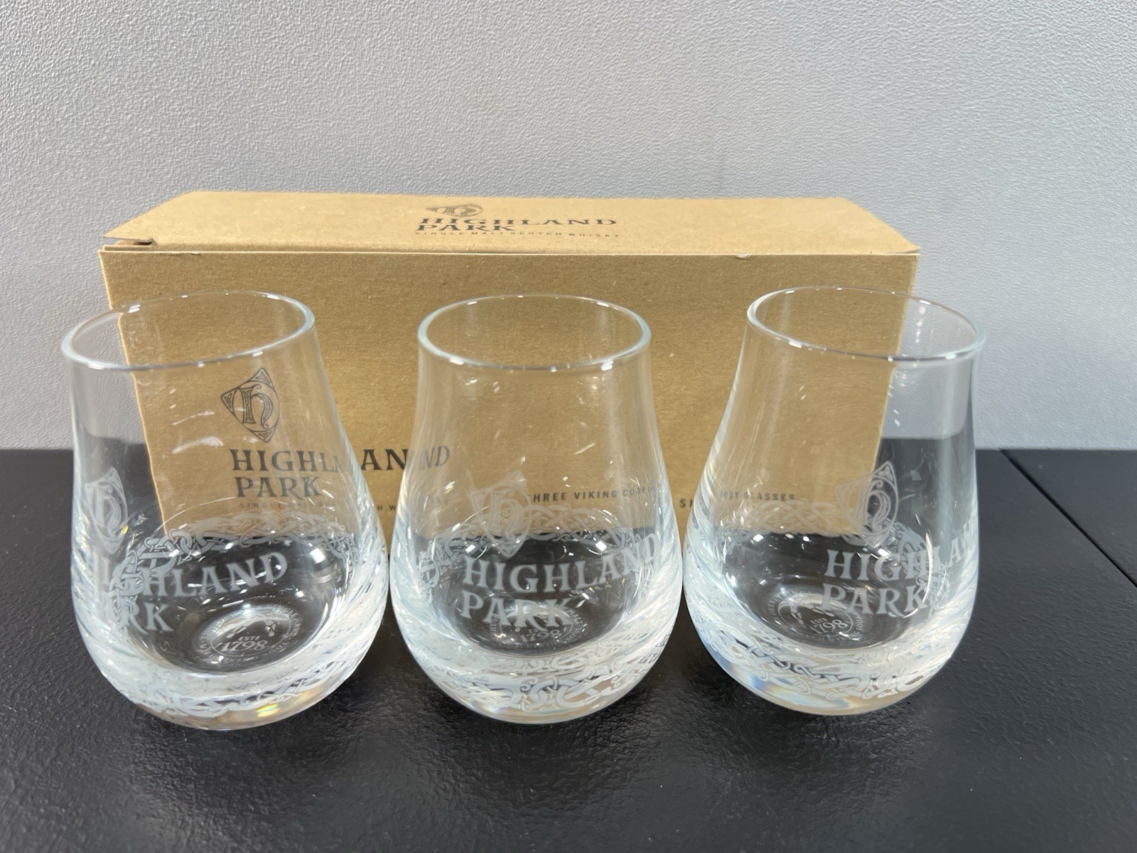 Highland Park Single Malt Scotch Whisky Viking Code Glasses Set of 3