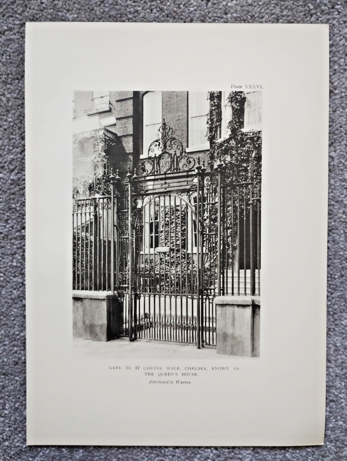 Gate to 17 Cheyne Walk, Chelsea - Antique Print - 1911