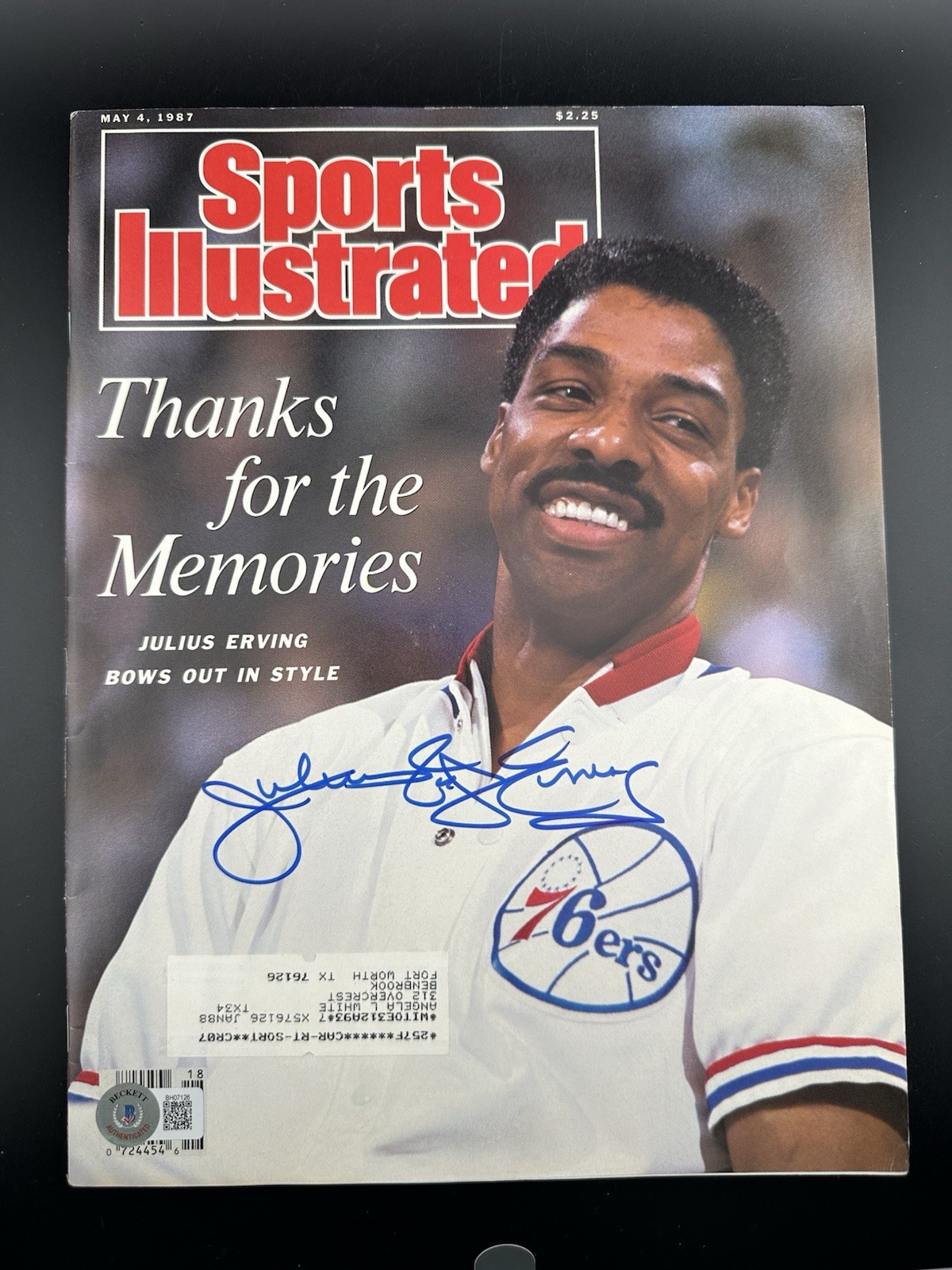 Julius Erving Autographed Sports Illustrated Magazine Full 5/4/87 Beckett BAS