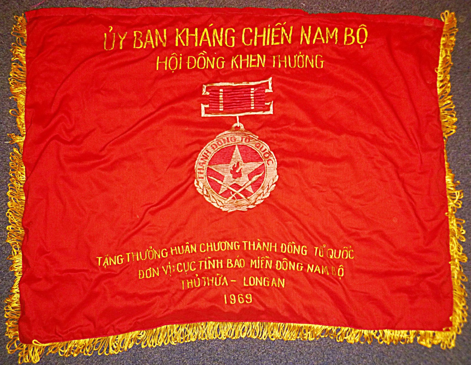 Rare Viet Cong Flag - 1969 - Southern Resistance - Vietnam War