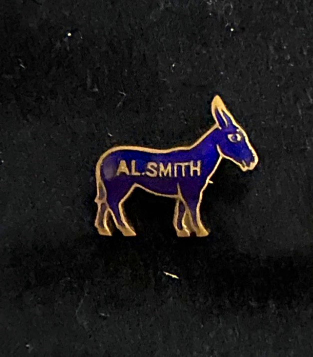 Al Smith 1928 Democratic Blue Enamel Donkey Enamel Lapel Pin
