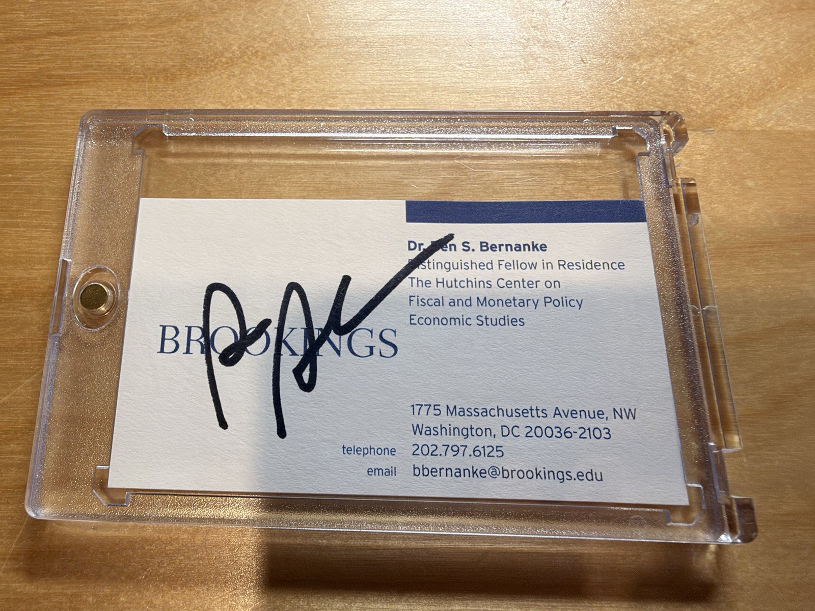 Ben Bernanke SIGNED Business Card Autograph FRB Chairman Nobel Prize Economics
