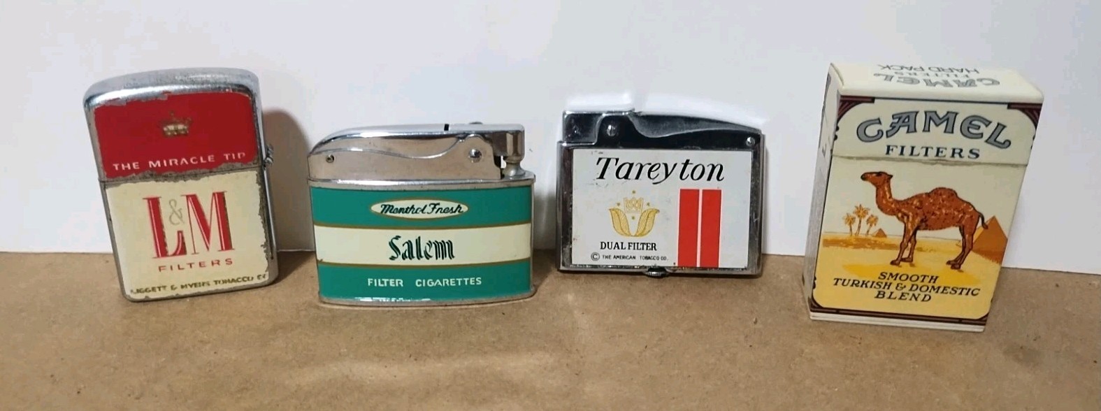 Lot Of Four Vintage 1980s \'90S Tobacco Company Advertisement Cigarette Lighters