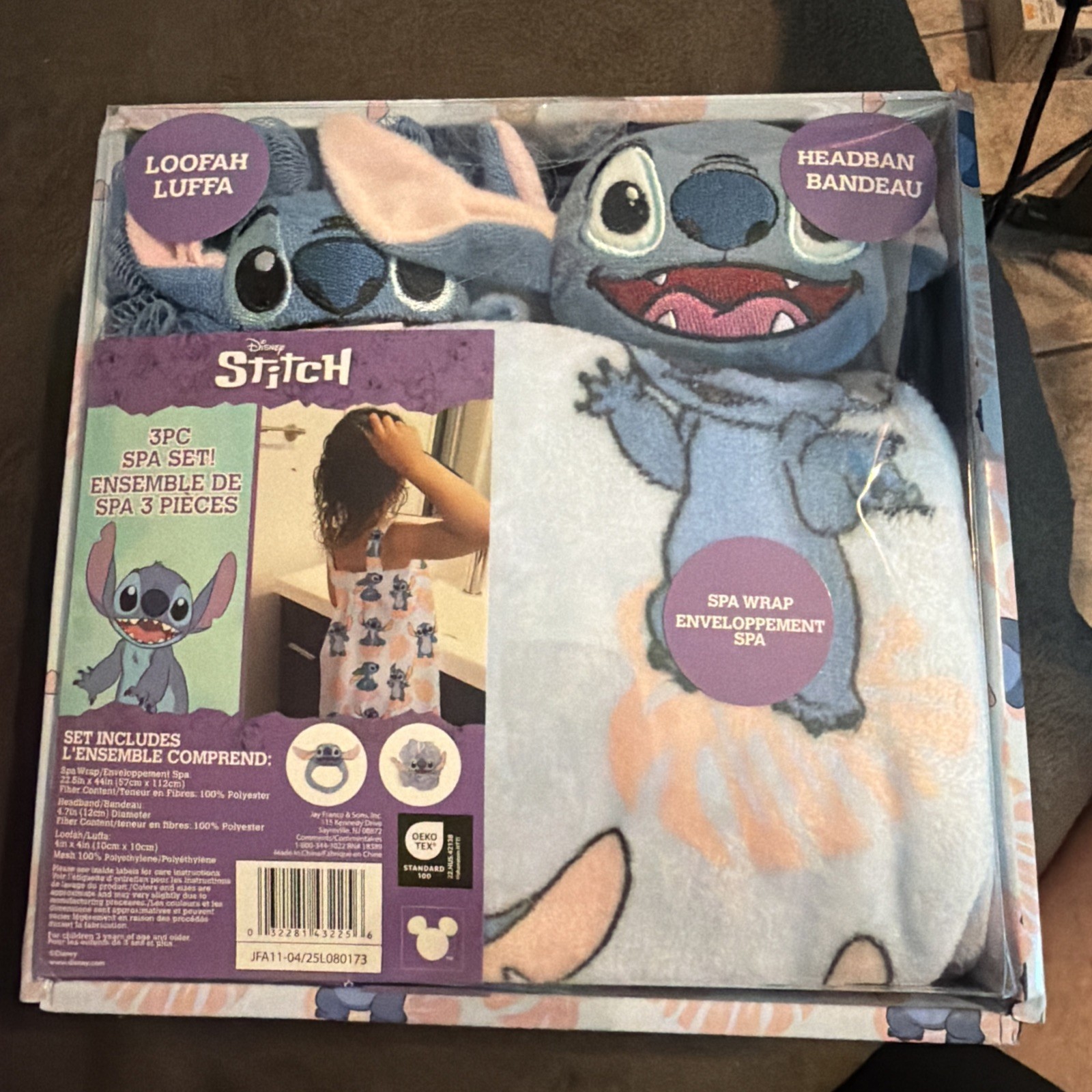 Jay Franco Disney Lilo And Stitch 3 Piece Spa Set - Wrap Spa -NIB