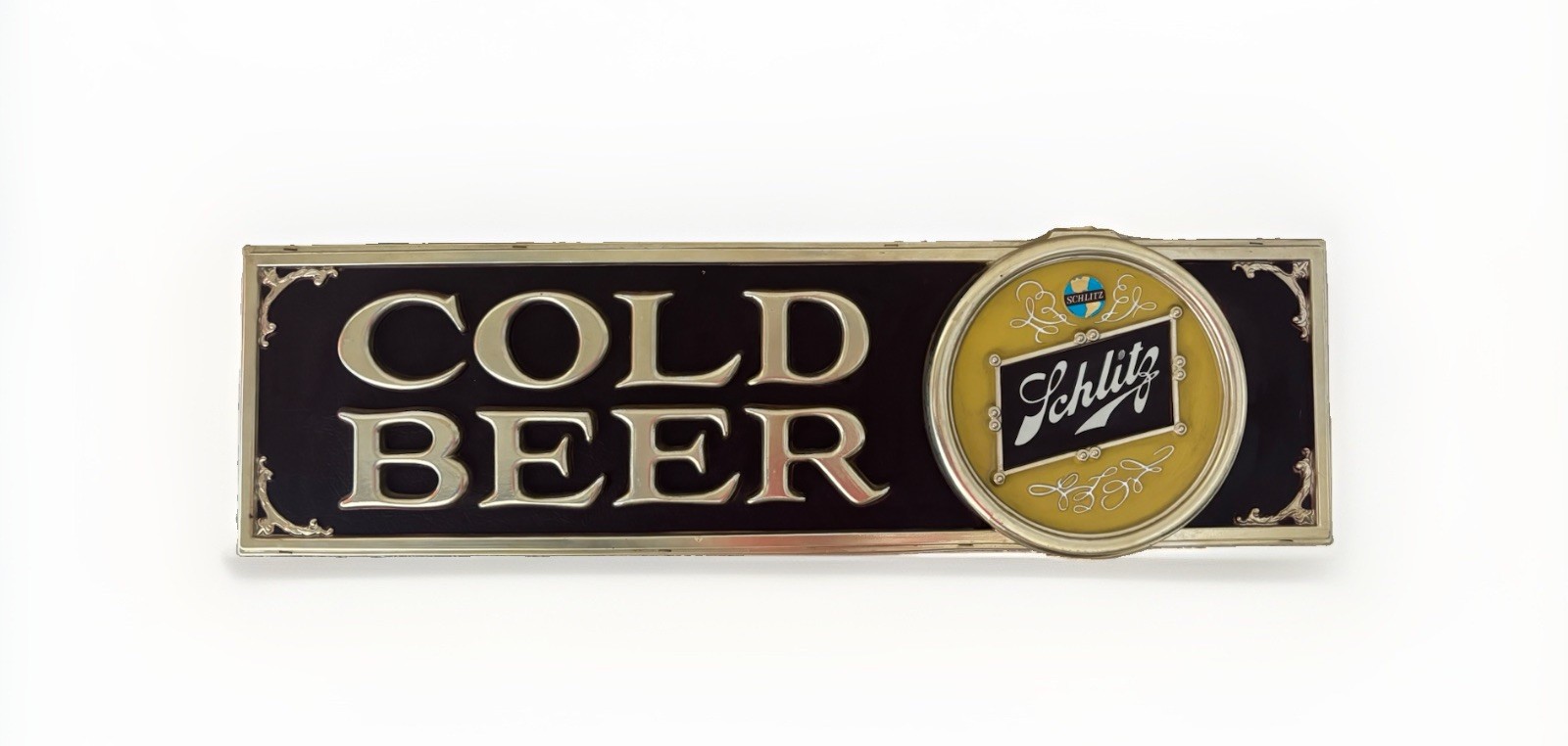 Vintage Schlitz Cold Beer Large Advertising Hanging Sign approx. 14