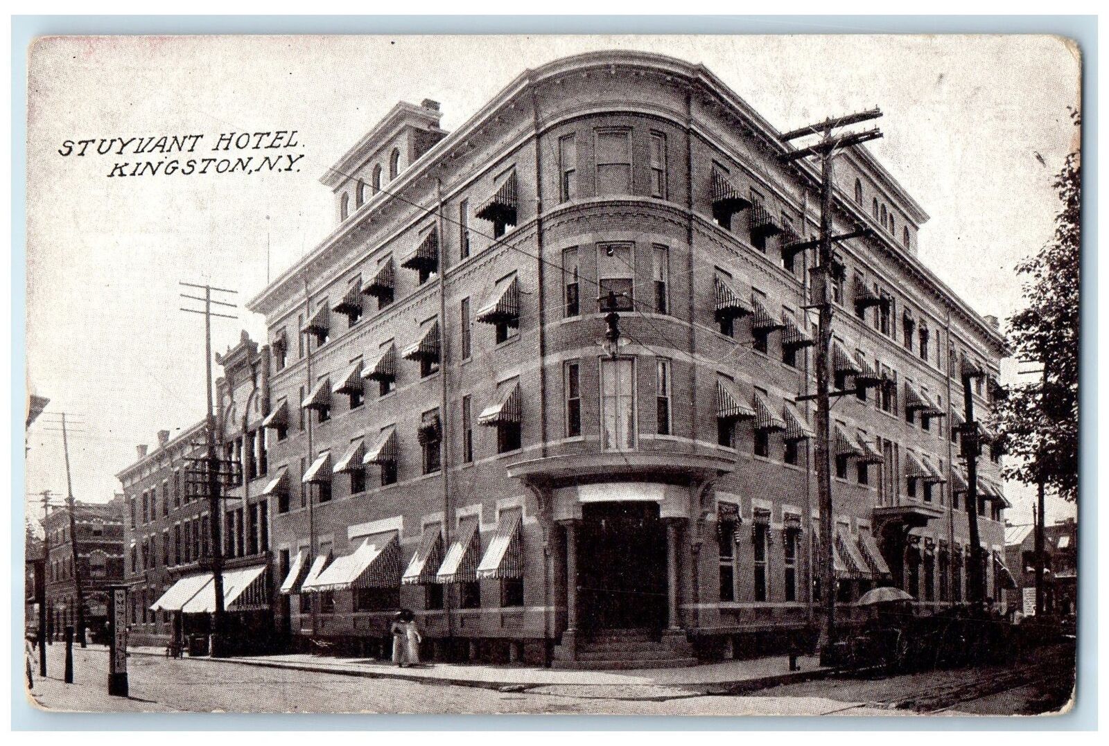 c1910\'s Stuyuant Hotel Exterior Roadside Kingston New York NY Unposted Postcard