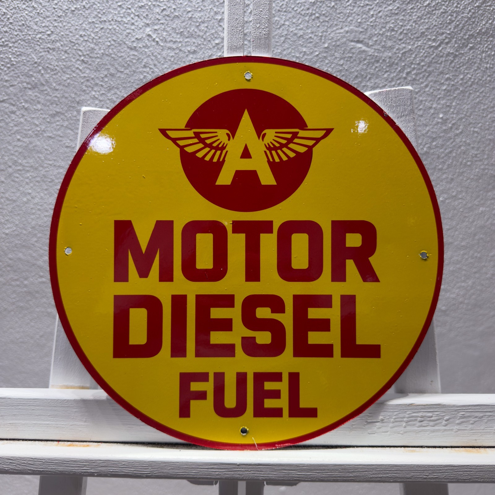 Flying A Motor Diesel Fuel Heavy Metal Sign — Vintage Garage Decor — 30 cm 11.8