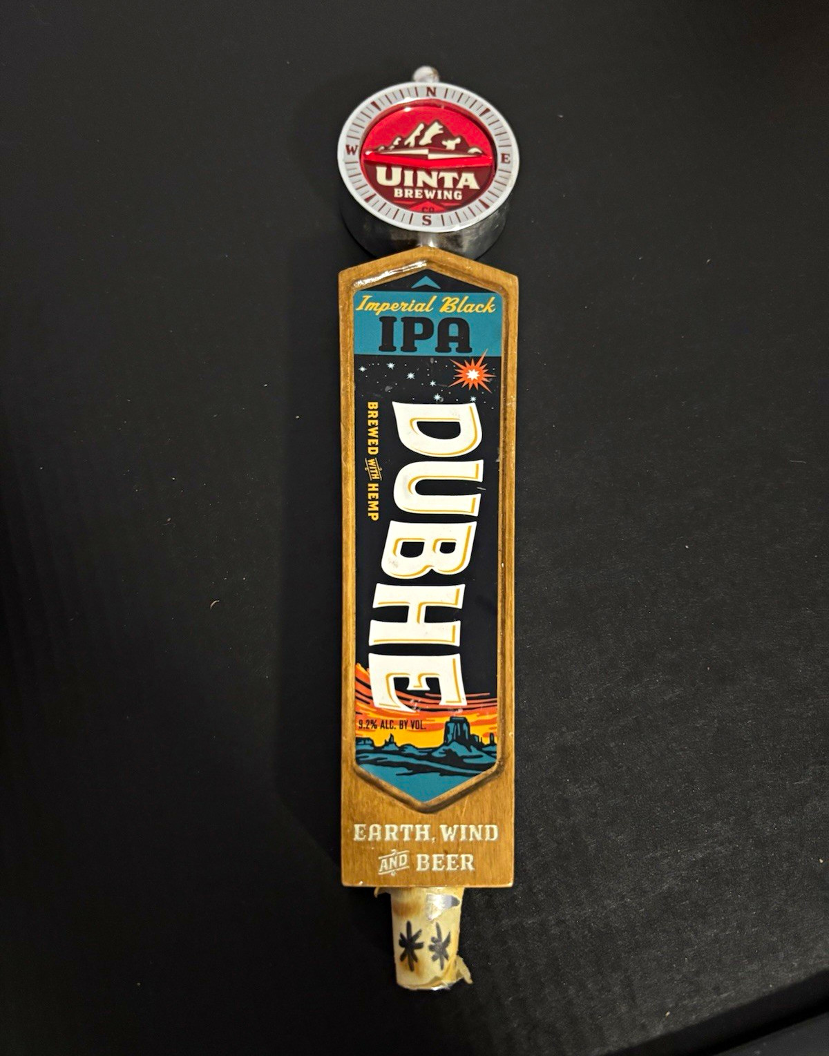 Uinta Brewing Co Dubhe Imperial Black IPA Beer Tap Handle Knob Uinta Brewing Co Dubhe Imperial Black IPA Beer Tap Handle Knob