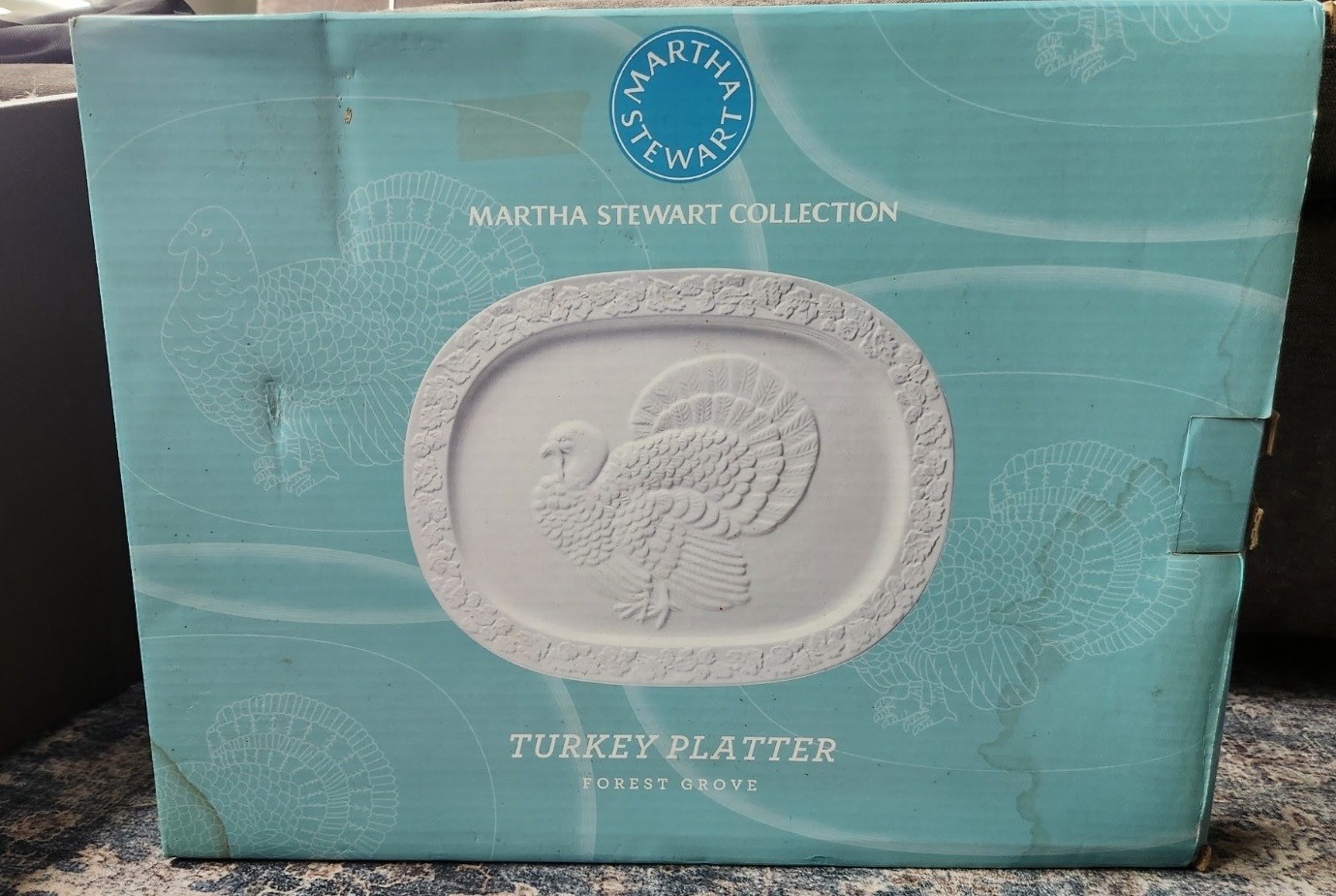 Martha Stewart Forest Grove Turkey Platter 18” White Thanksgiving NEW IN BOX