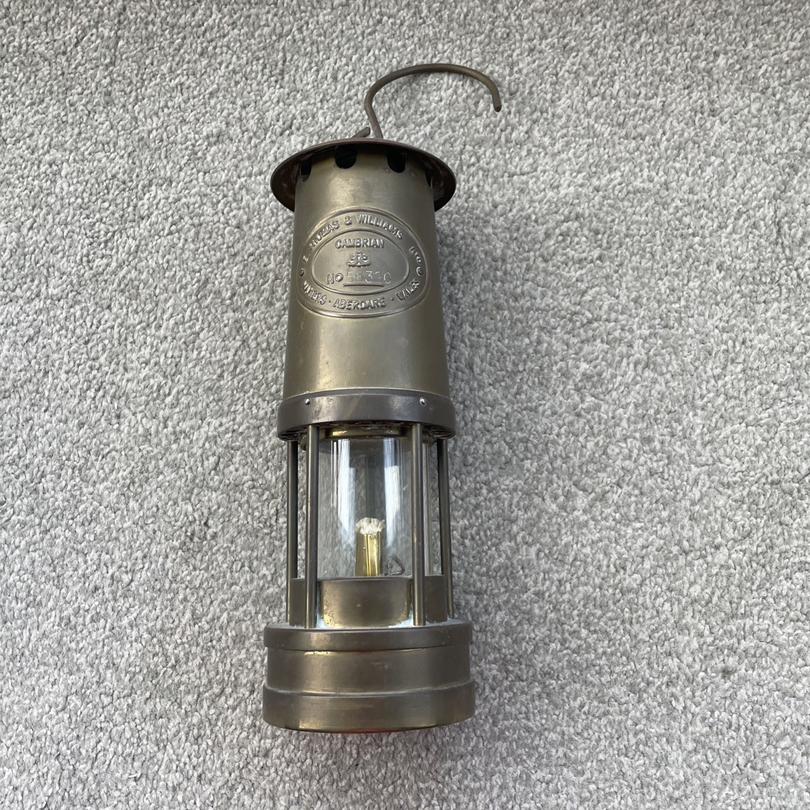 E. Thomas & Williams Cambrian Aberdare No. 56390 Brass Miners Lamp Vintage