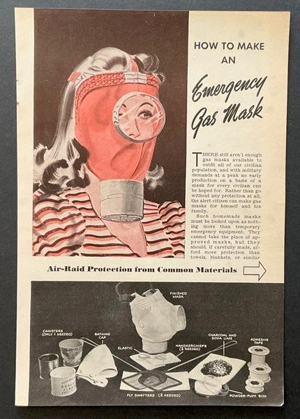 “How to Make an Emergency Gas Mask” 1942 HowTo Build PLANS WWII