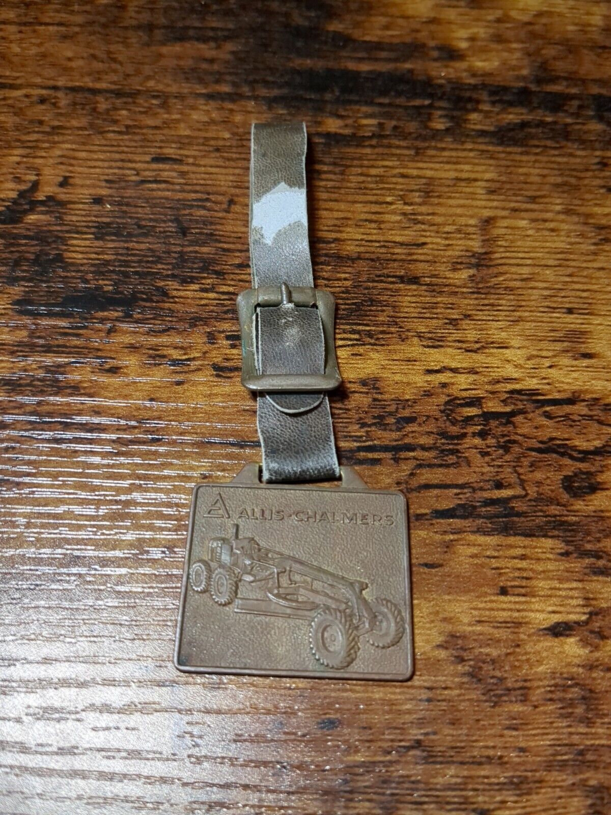 Vintage Allis Chalmers Road Grader Model D Watch Fob With Strap Patina 