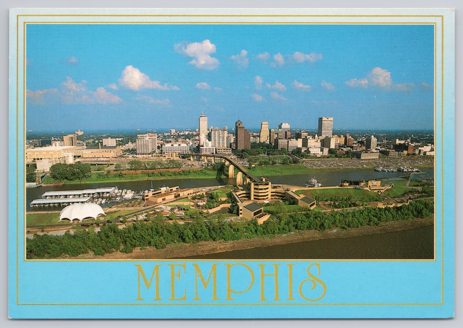 Postcard Memphis Tennessee on the Mississippi Aerial View