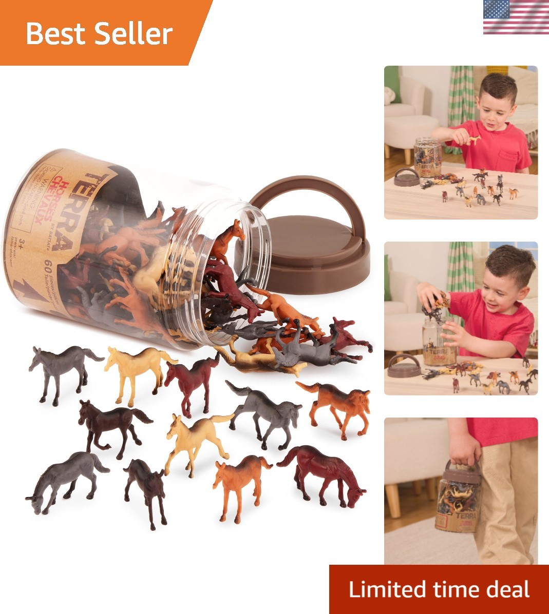 Collectible Mini Horse Toys - 60 Figures in Tube for Indoor Play Adventures