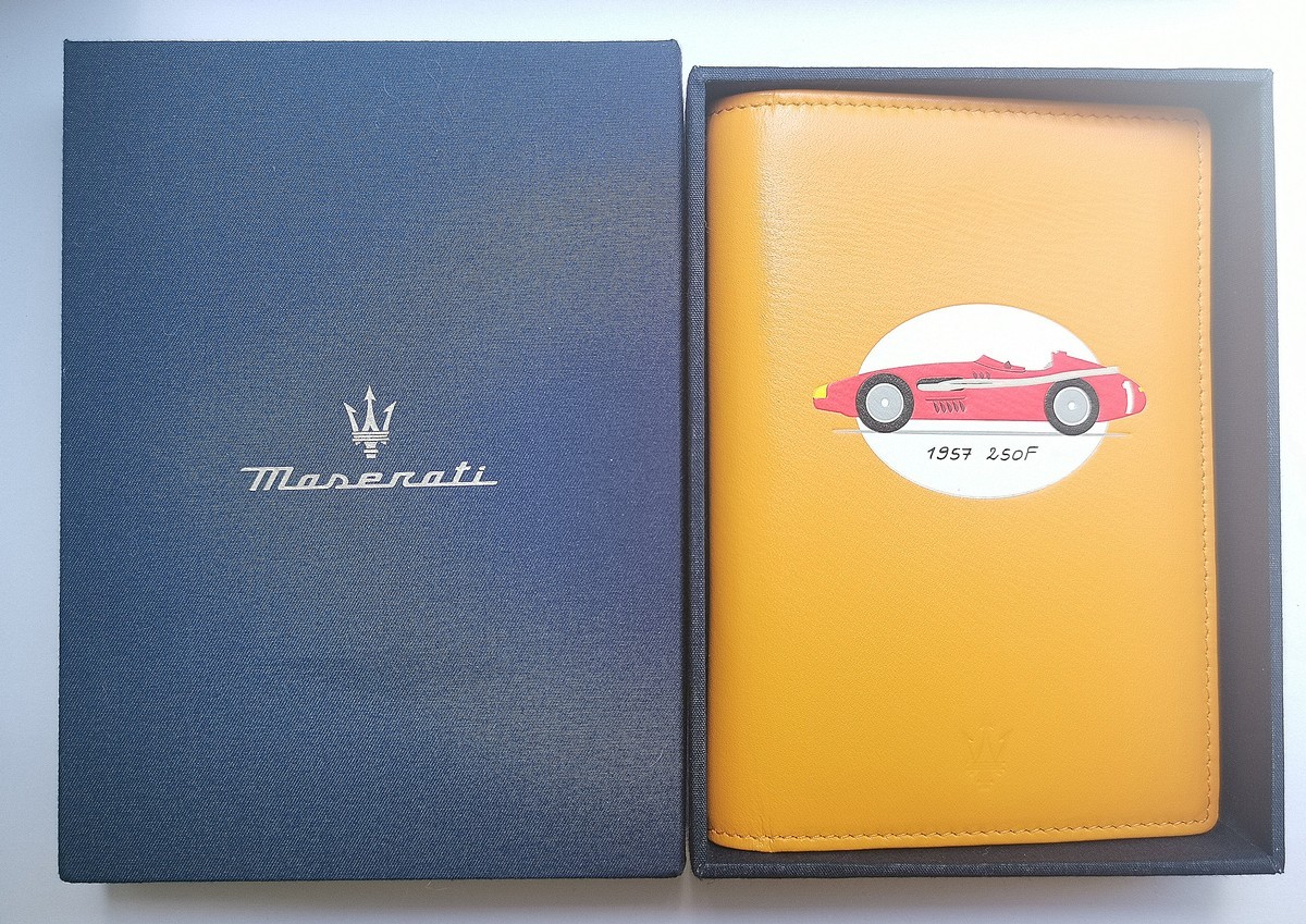Genuine Maserati 1957 250F Orange Leather Passport  ID Credit Card Holder NIB