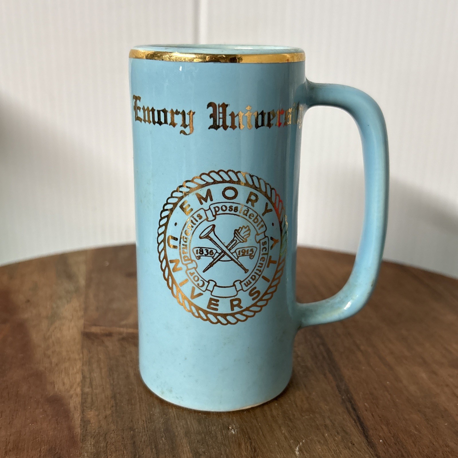 WC Bunting Mug Stein Emory University Blue W/Gold Trim 4.5\ WC Bunting Mug Stein Emory University Blue W/Gold Trim 4.5\