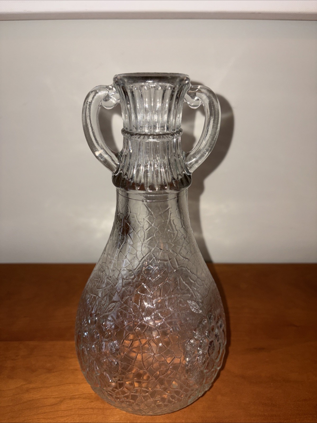 Vintage “White House Vinegar” Clear Crackle Glass Decanter.  Antique. 1900-1910.
