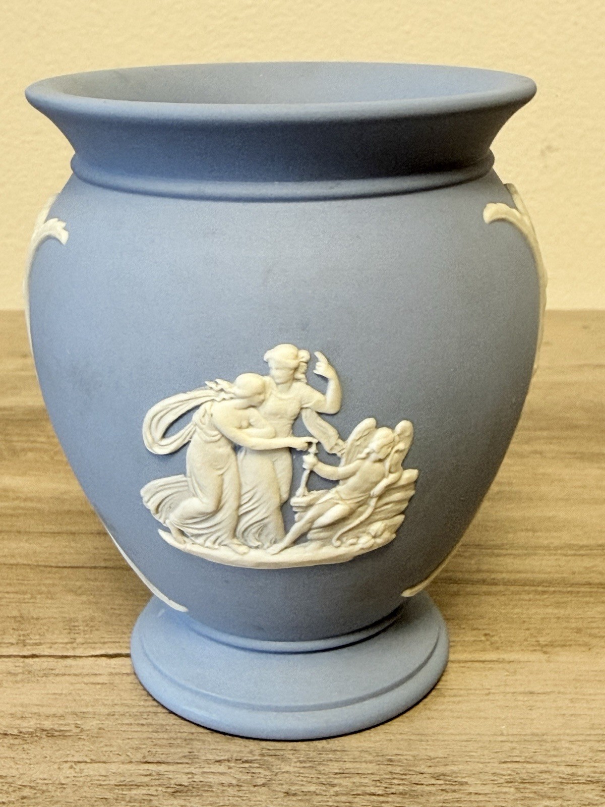 Wedgwood Jasperware Small NeoClassic Blue Vase 4 Inches Tall Circa 1970s Wedgwood Jasperware Small NeoClassic Blue Vase 4 Inches Tall Circa 1970s