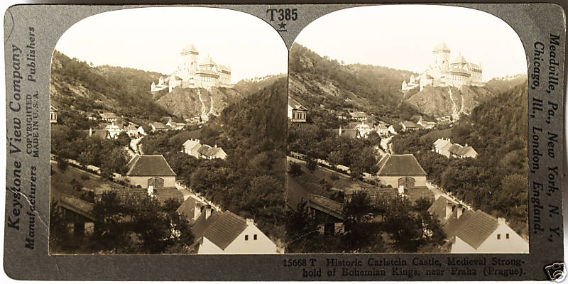 Keystone Stereoview Carlstein Castle, Czechoslovakia of 1930’s T600 Set #T385 A