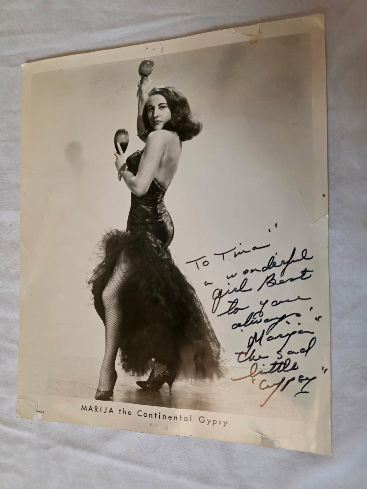 Vintage Marija Continental Gypsy Signed Burlesque Exotic Dancer Photo