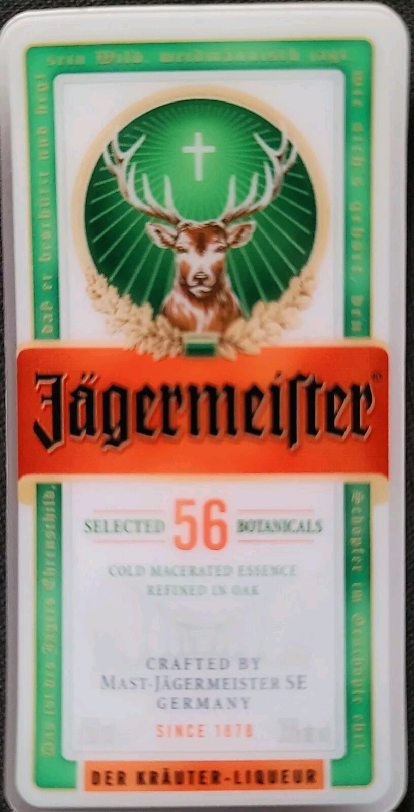 JAGERMEISTER STICKER “THE BOTTLE” 1 3/4 X 3 1/2“ THICK GLOSSY OUTDOOR WATERPROOF