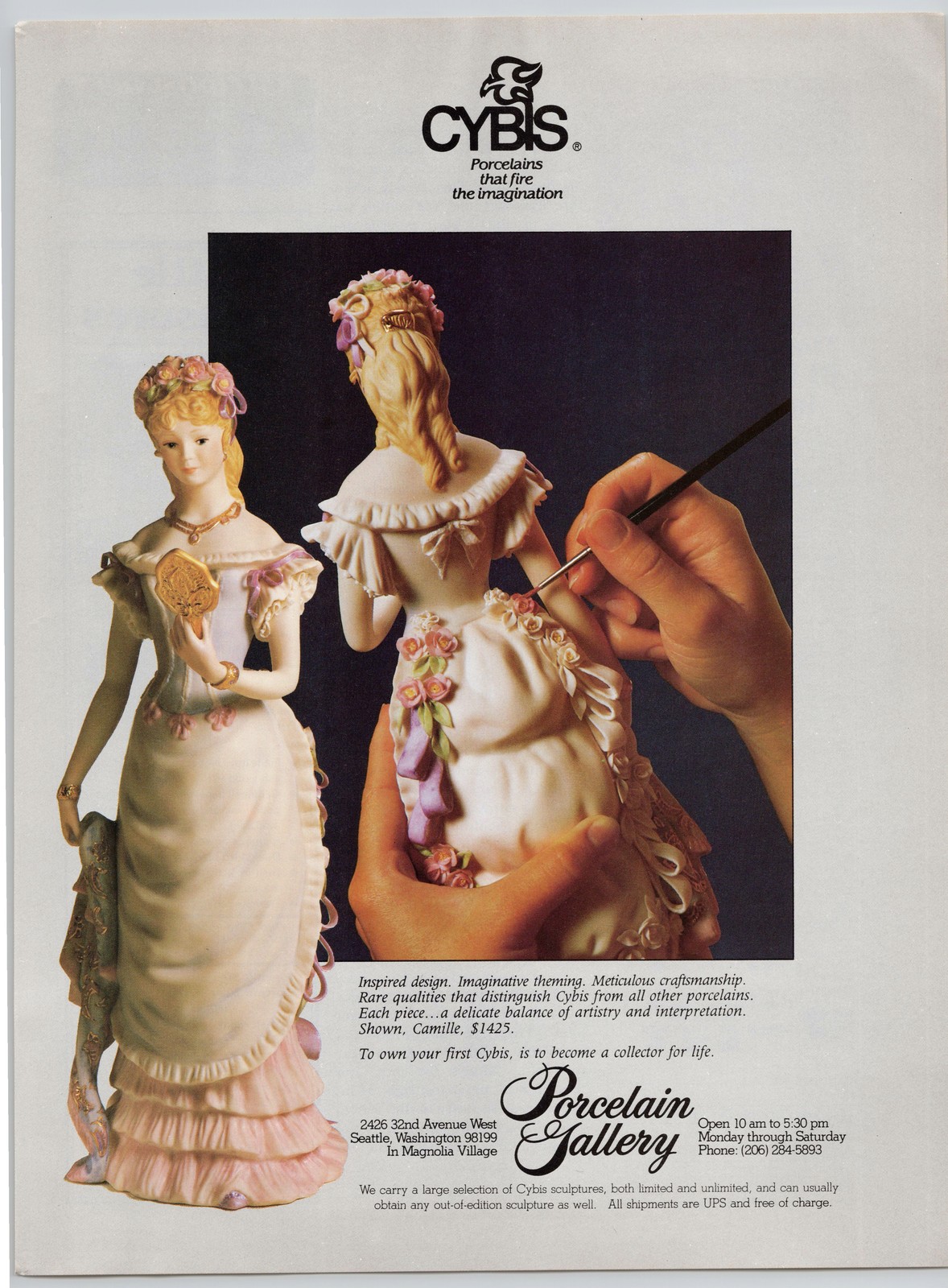 Cybis Porcelain Gallery Camille Sculpture Limited Edition 1983 Print Ad Cybis Porcelain Gallery Camille Sculpture Limited Edition 1983 Print Ad