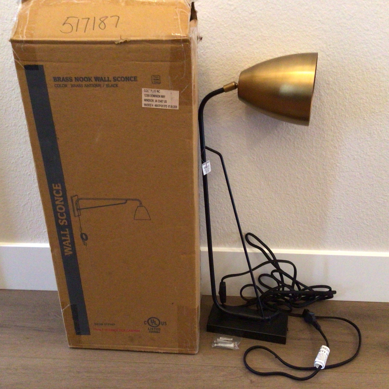 New World Market Brass And Black Nook Modern Wall Sconce NIB New World Market Brass And Black Nook Modern Wall Sconce NIB