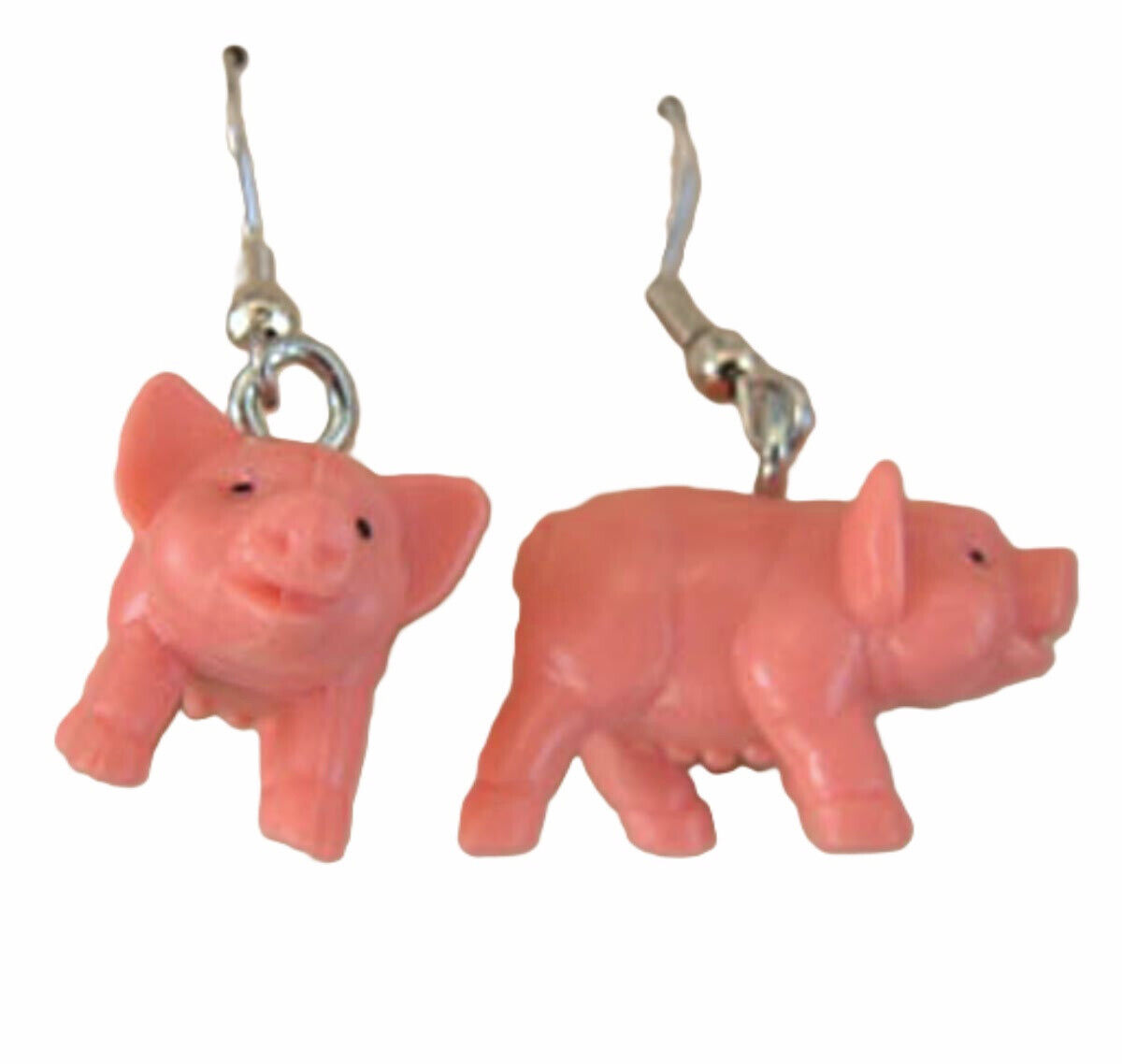 Pink PIG PIGGY EARRINGS Farm Animal Character Charm Farmer Novelty Funky Jewelry