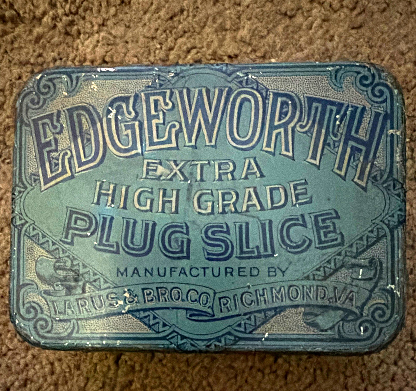 Edgeworth Vintage Extra High Grade Plug Slice Tobacco Tin L&R Co. Richmond VA