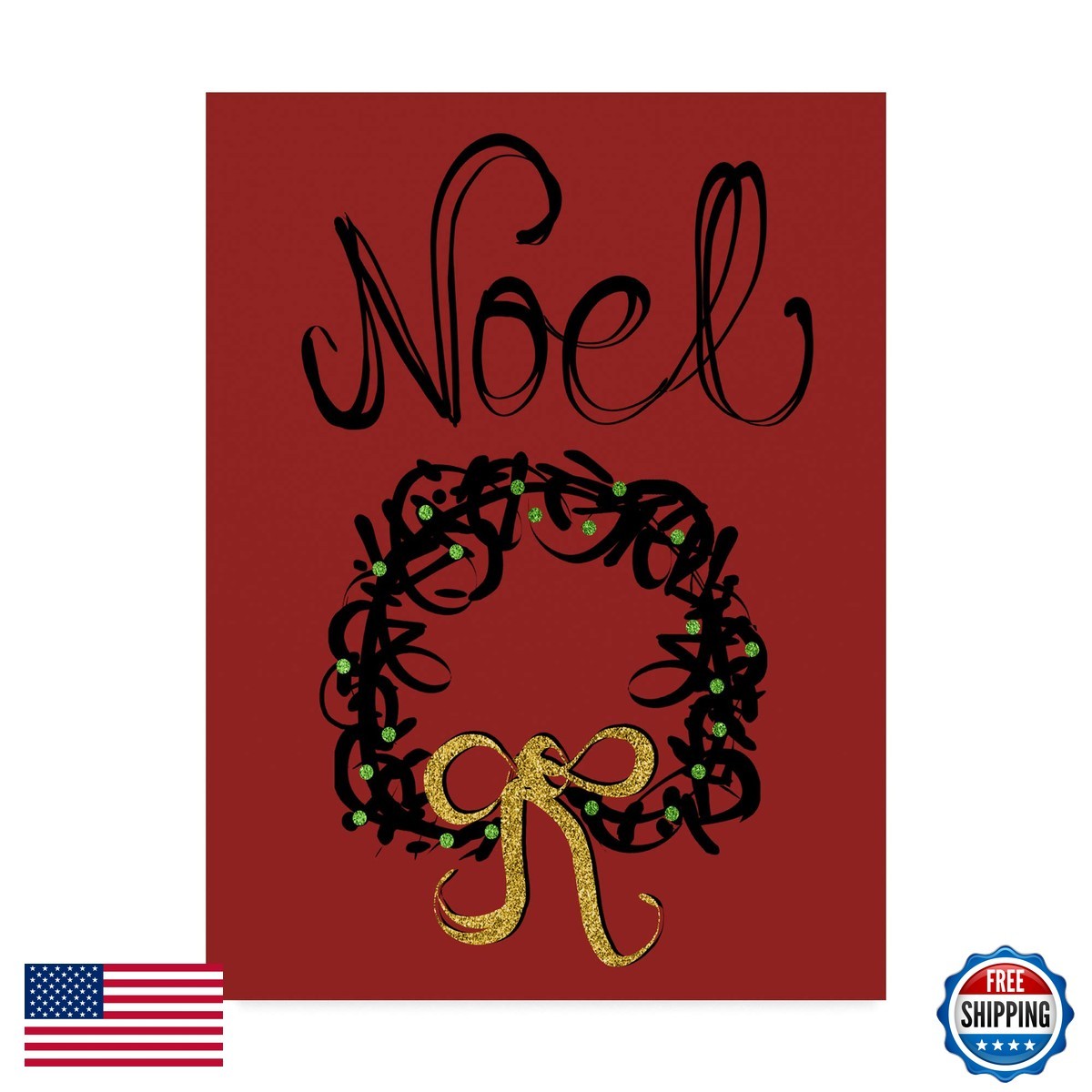 Trademark Fine Art Christmas Ink Wreath by Cyndi Lou 18x24-Inch