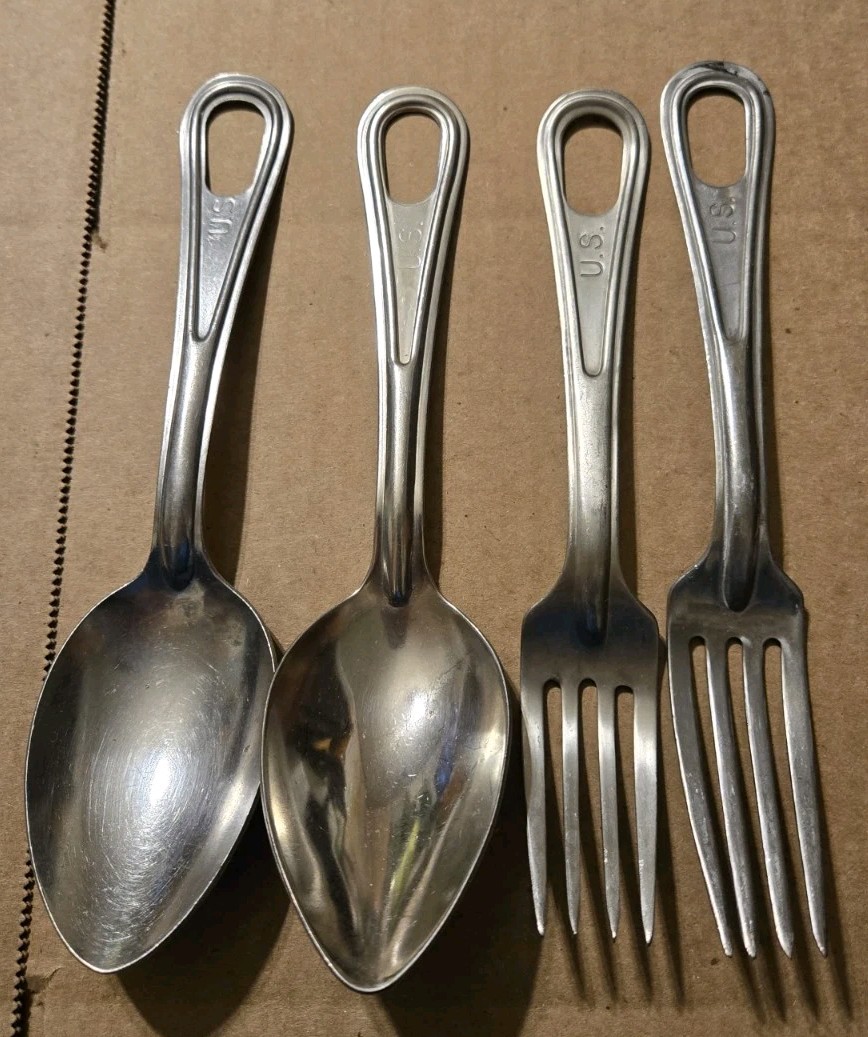 Vtg Lot U.S. Army Forks and Spoons CL Stainless Silco Skoco Utica Cut Co 