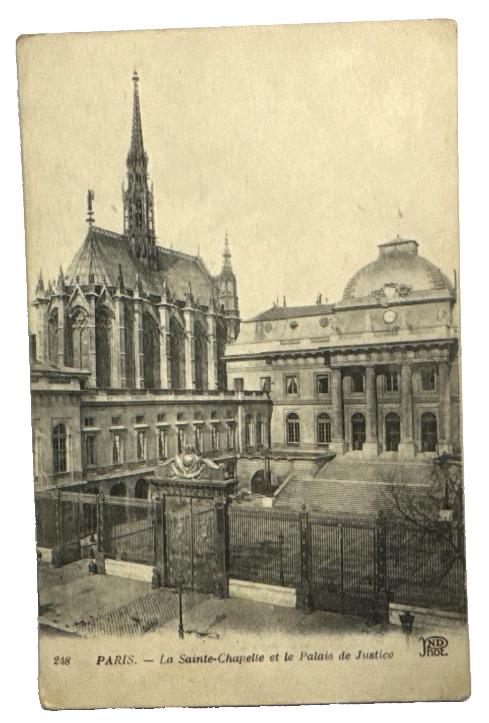 Antique Postcard Sainte Chapelle & the Palais de Justice Courthouse Paris France