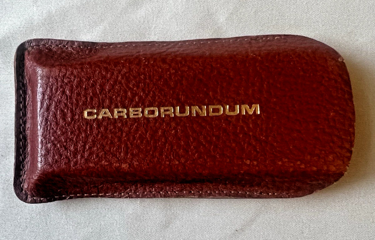Vintage Carborundum Sharpening Stone Tool Original Case Z