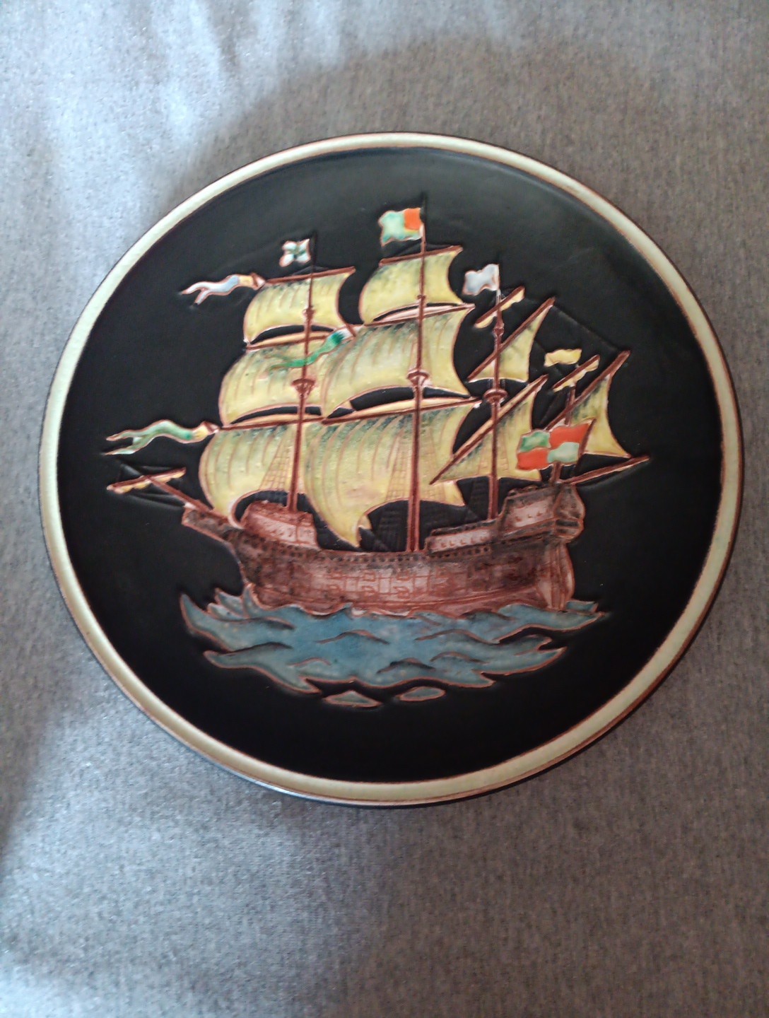 German Rare GUSTAV HEINKEL Staatliche Majolika-Manufaktur Karlsruhe,wall plate
