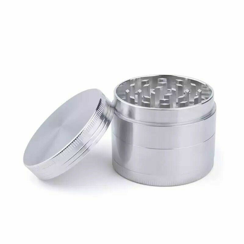 4-layer Alloy Smoke Metal Chromium Crusher Tobacco Herb Spice Grinder Silver